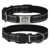 Collier De Chien Personnalisé et Réfléchissant noir avant et arrière.