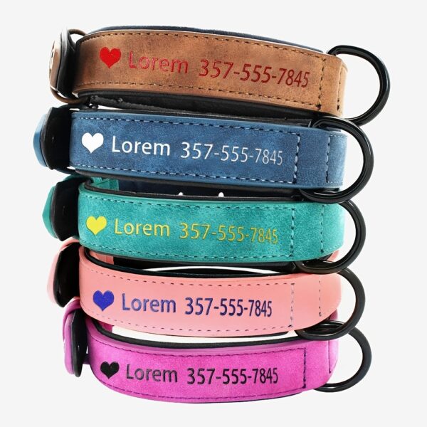 cinq coloris - collier De Chien en cuir Personnalisée