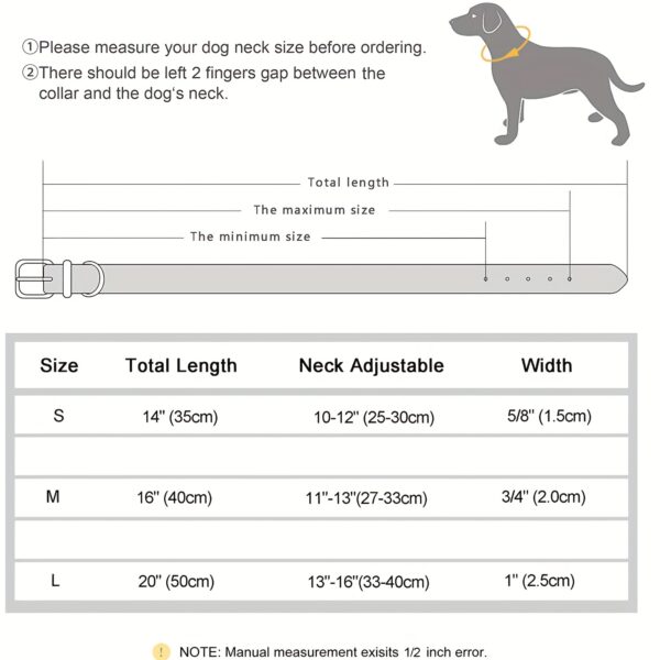 guide des tailles - Colliers Pour Chiens En Cuir Personnalisés